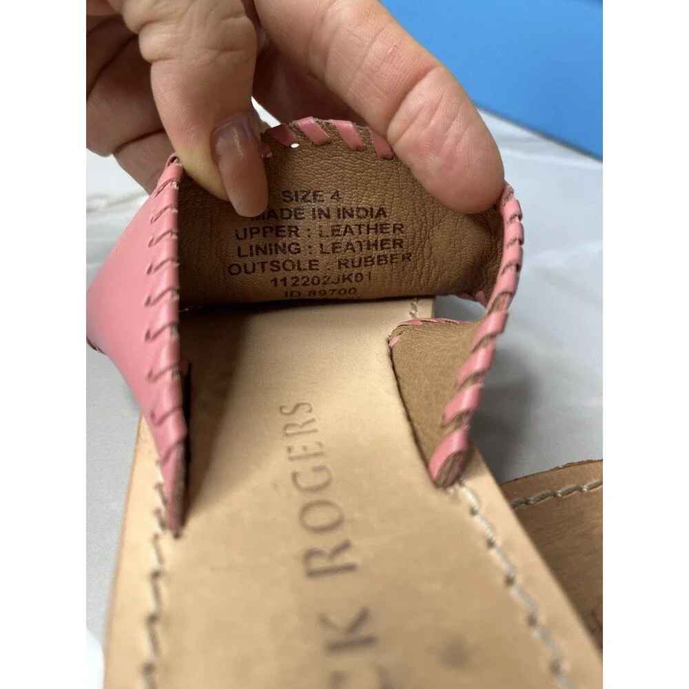 Jack Rogers Big Kids Youth Girls  Sz 4 Jacks Flat Sandal Rose Leather 112202jk01